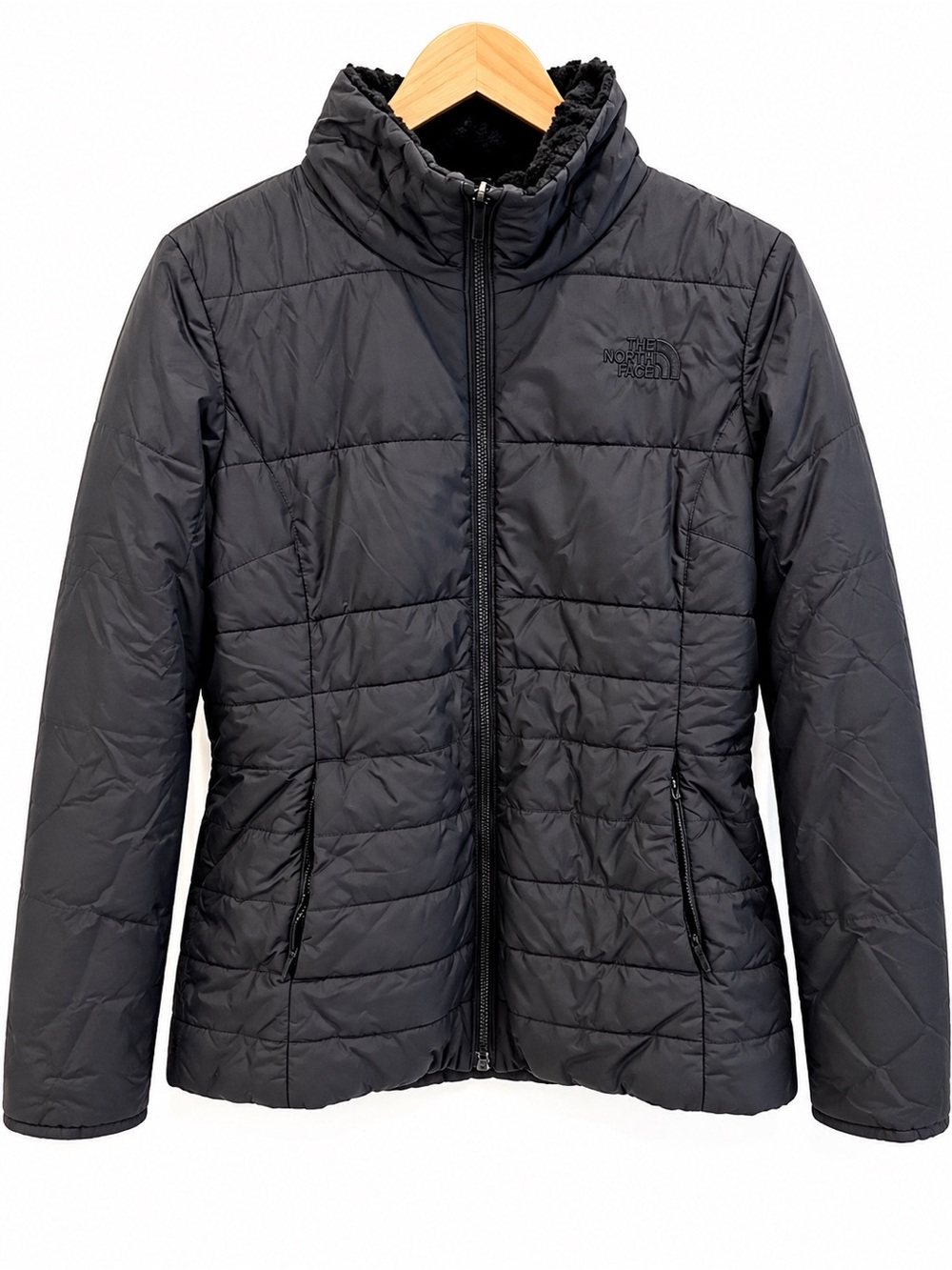 The North Face Womenโs Black Insulated Fleece Lined Jacket Size L
